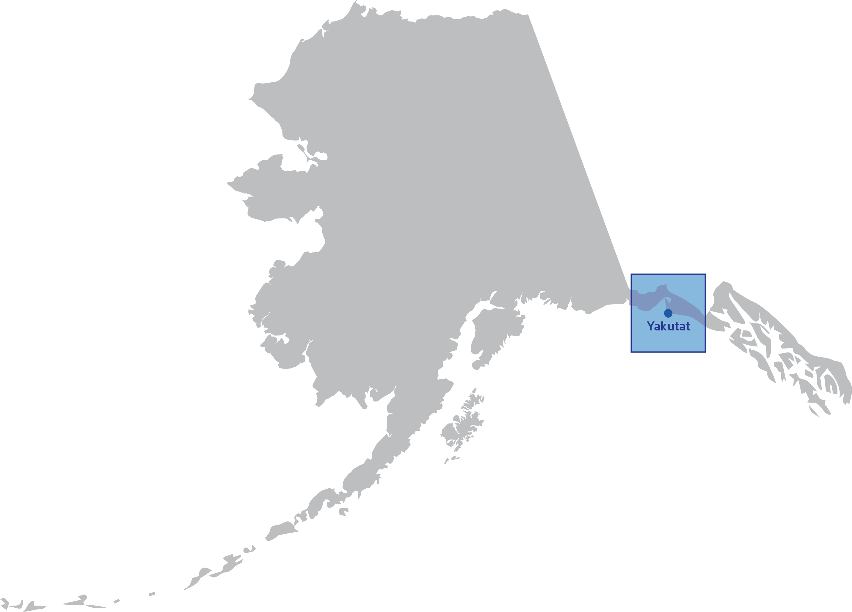 Map of Alaska with Yukatat highlighted.